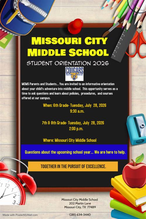  Missouri City Middle School Orientation